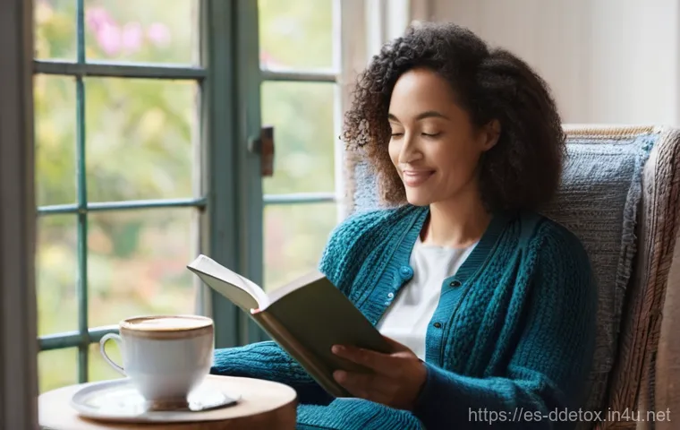 디지털디톡스와 온라인 회의 줄이기 - **Prompt:** A family (two adults and a child, 6-8 years old) is happily gathered around a rustic woo...