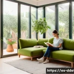 디지털디톡스와 나만의 시간 만들기 - A cozy, sunlit living room corner designed as a digital-free zone, featuring warm ambient lighting, ...