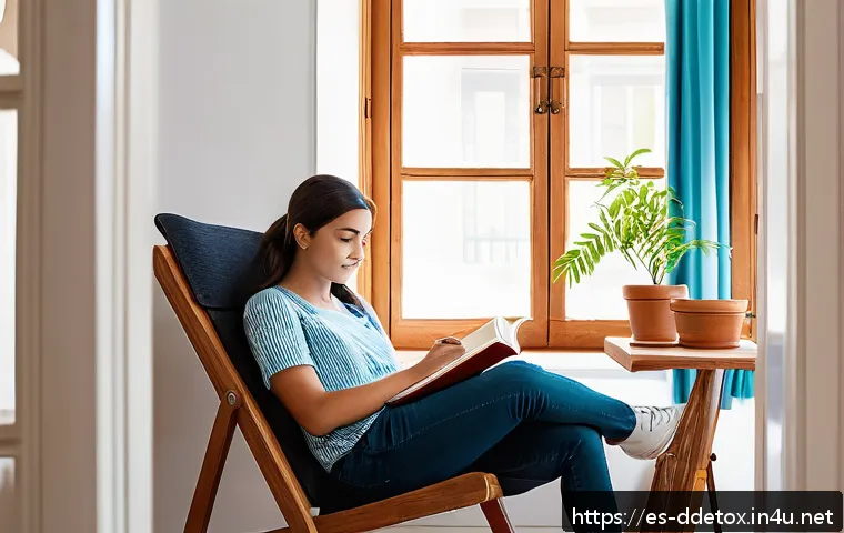 디지털디톡스와 온라인 강의 집중력 향상 - A serene, well-organized home study space in a bright room typical for a Spanish household, featurin...
